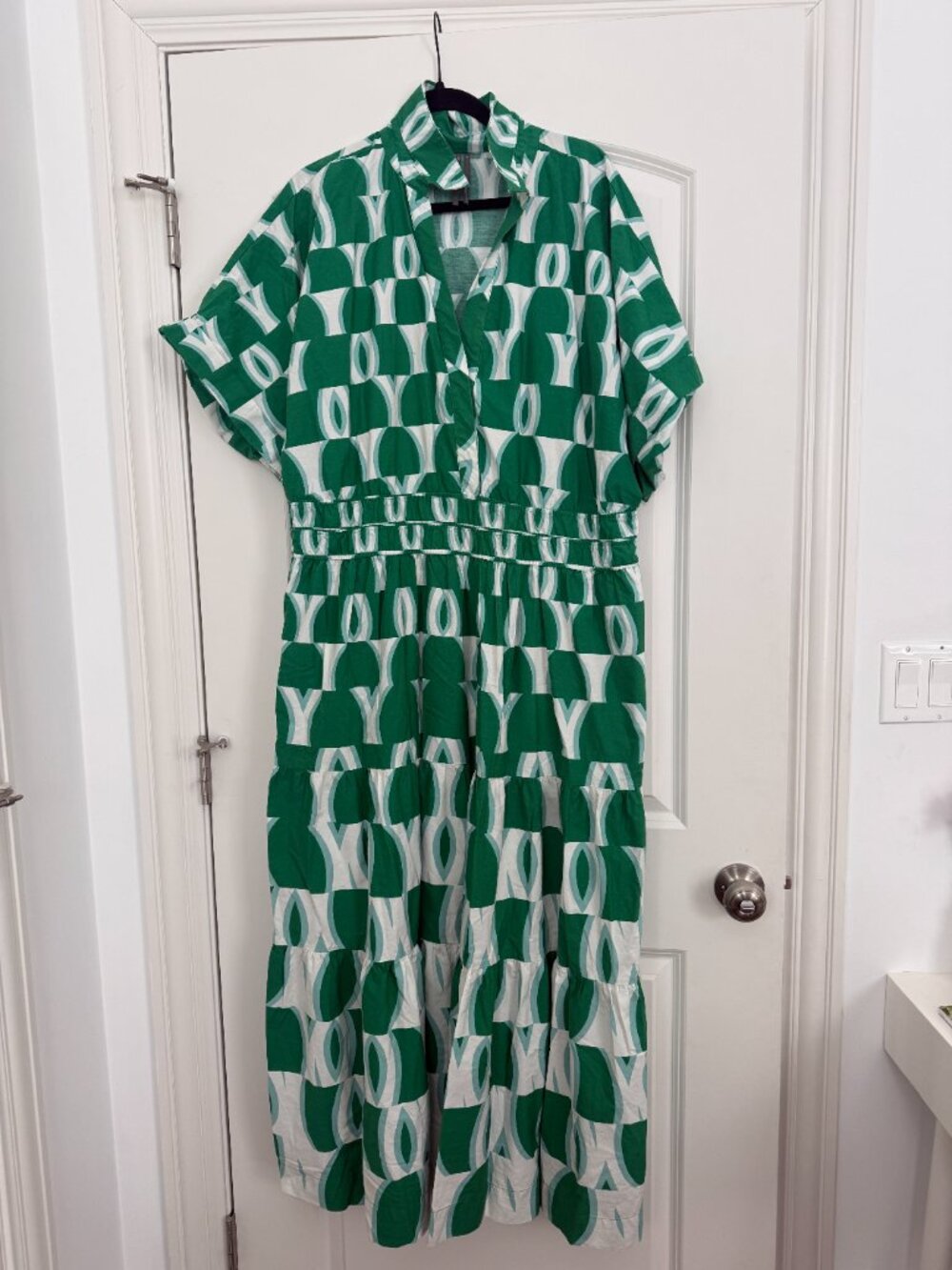 Anthropologie Somerset Maxi Dress — Green Geo Print 2X - Picture 2 of 4
